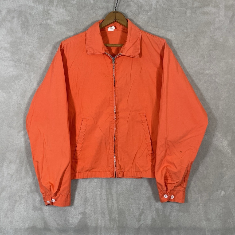 True Vintage 50s 60s All Cotton Bomber Jacket Orange SWIFT Sportswear Mens Med